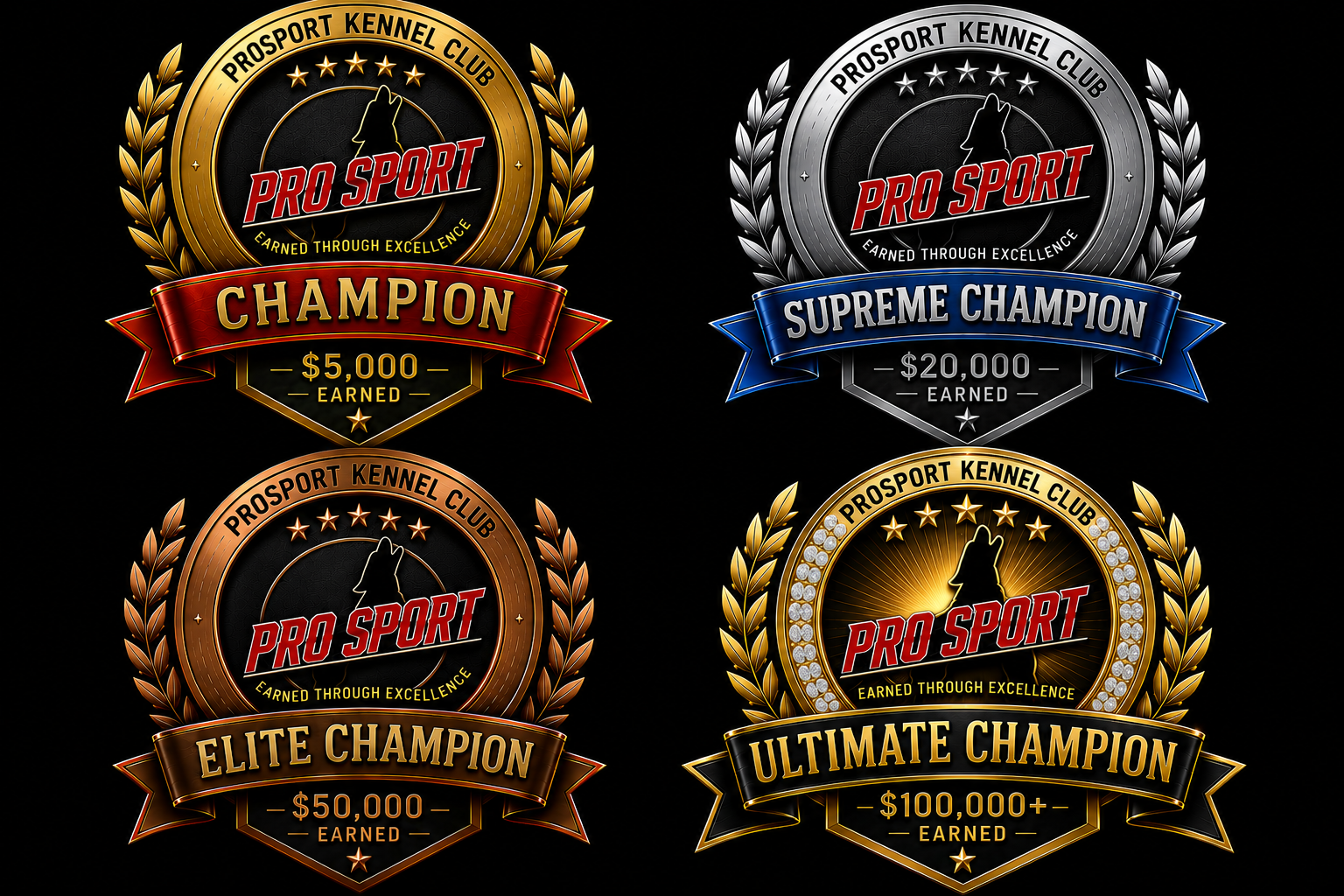 The four ProSport Championship Crests